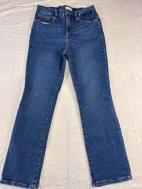 Good American Good Legs Straight Jeans Size 8 29 High Rise Stretch Denim Jeans